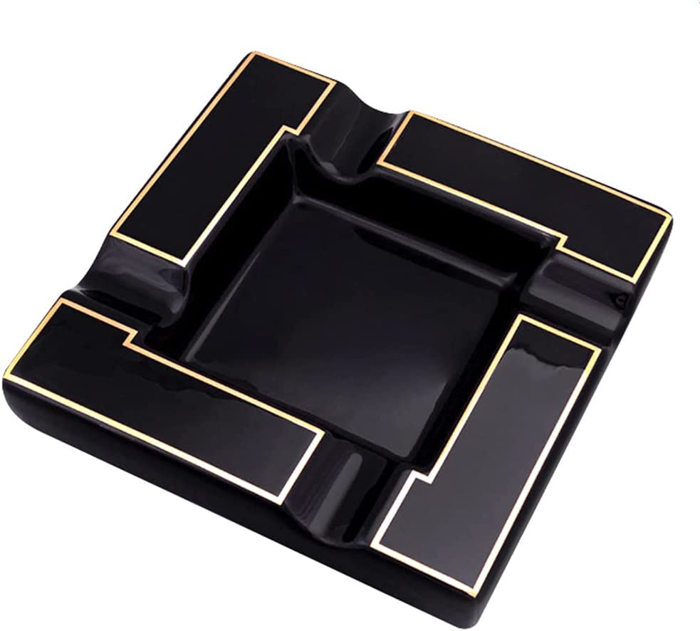 Cigar Ashtray Large Ceramic Cigarettes Ash Tray Black Cigars Ashtrays