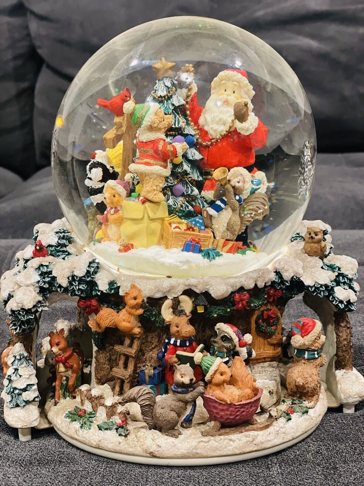 Kirkland Musical Water Globe Revolving Base Snow Globe Water Santa WORKS 12”
