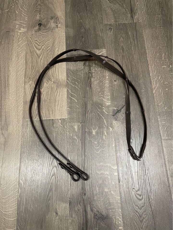 Brown Webbed Leather Reins by Milestone Equestrian