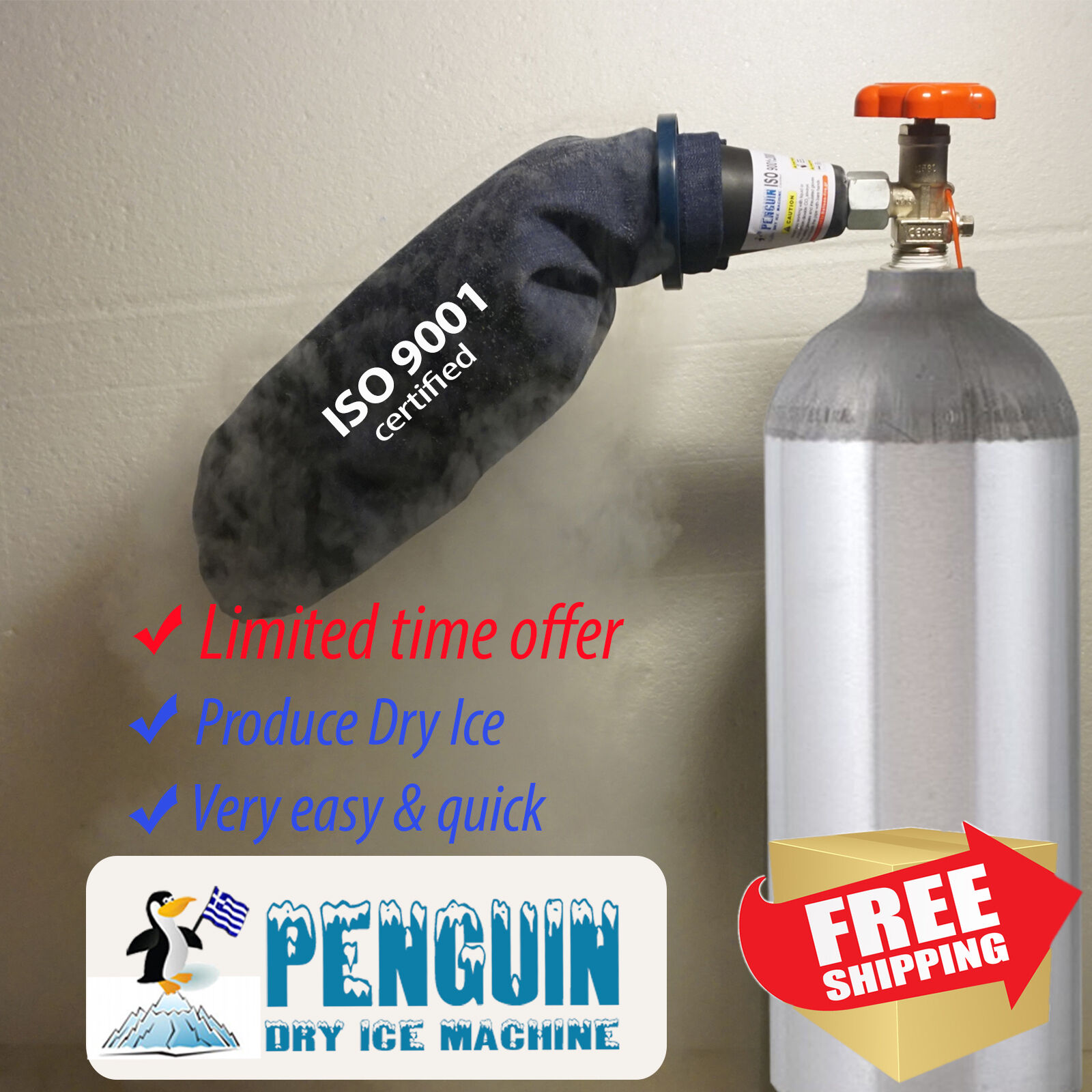 Penguin® Dry Ice Maker Basic - U.S.A Standard valve CGA320 Original ISO-9001