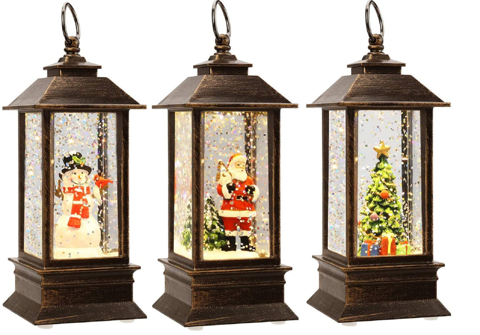 Christmas Light Up Snow Globe Santa Ornament Lantern Decoration Holiday Gift
