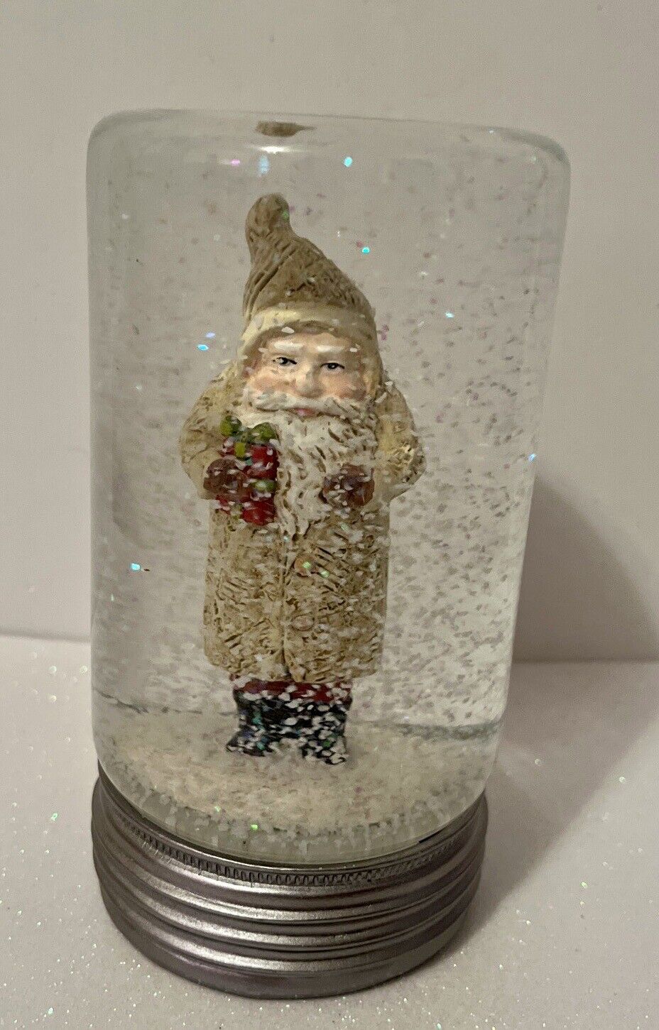 Handcrafted Christmas in a Jar 4.5 x 2.5 Vintage Santa Father Christmas in Snow