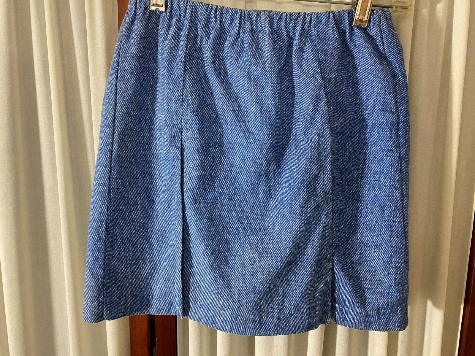 1960s Girls Blue Denim Shorts Skirt w/Patchwork Plaid Shorts-S/M-Berkshire- SALE