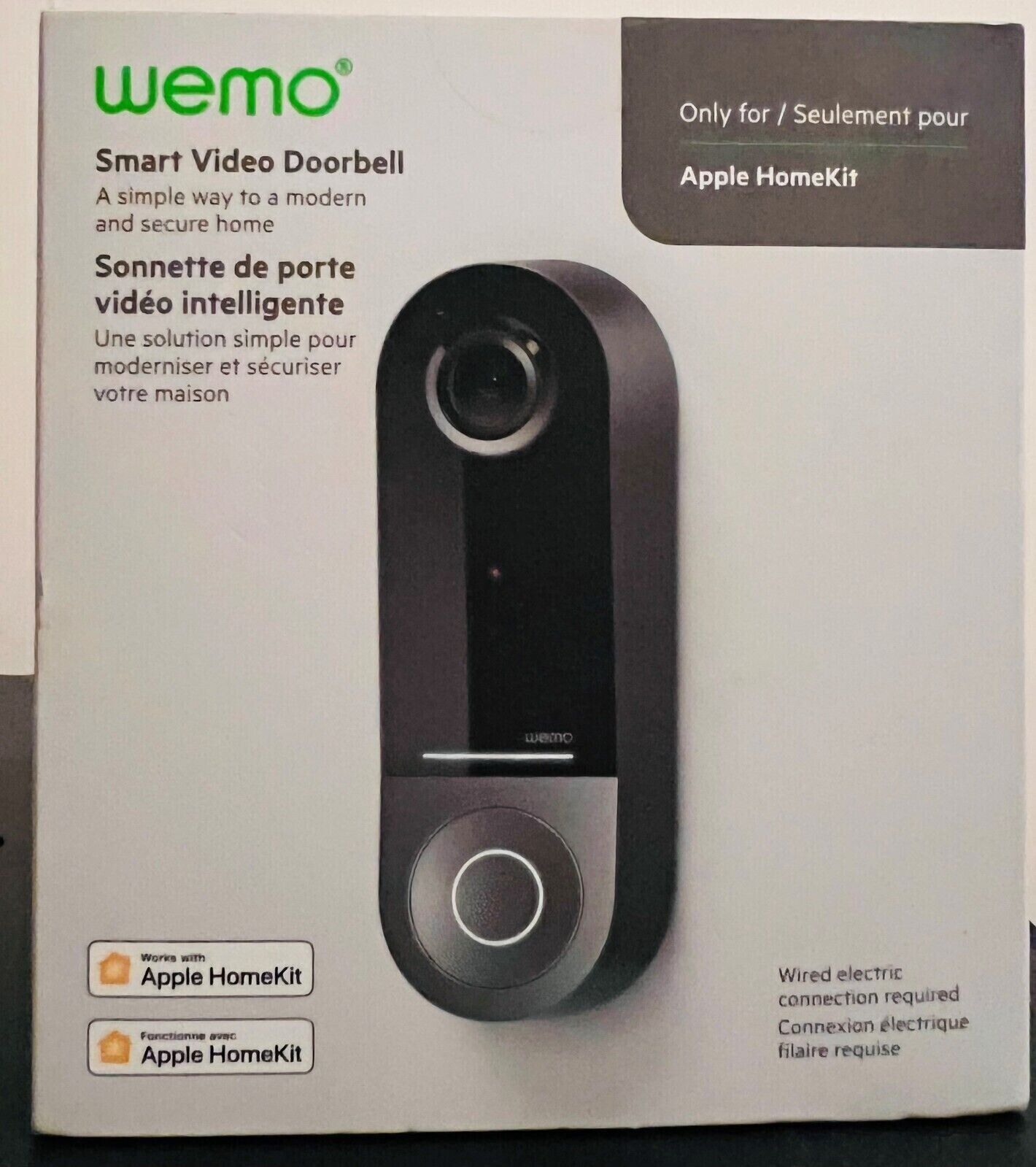 Belkin Wemo Smart Video Doorbell works with / Apple Homekit **New**
