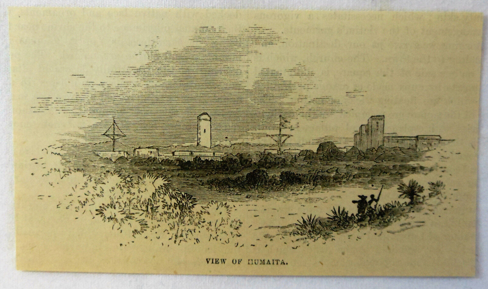 small 1878 magazine engraving ~ VIEW OF HUMATIA ~ Paraguay