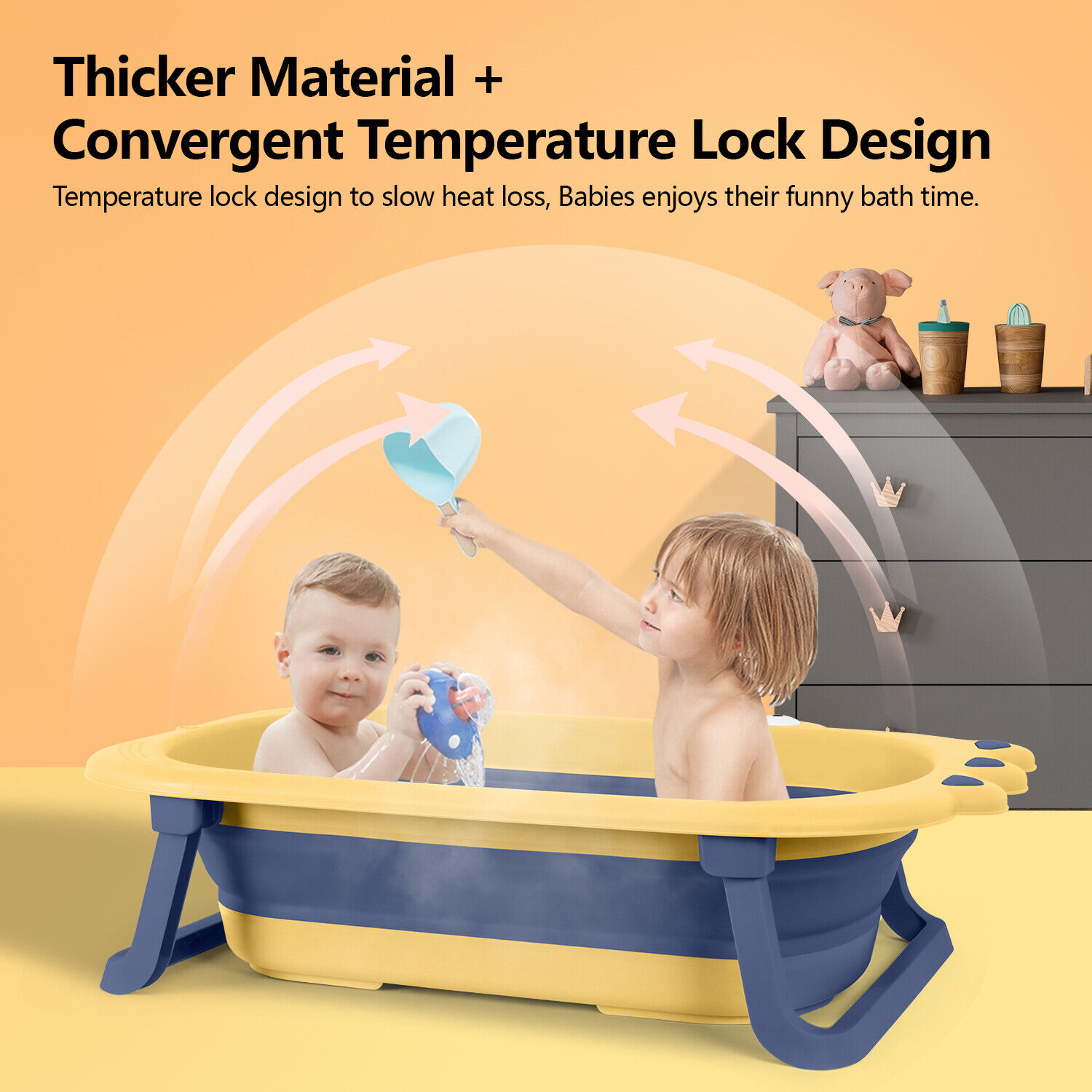 Folding Baby Bathtub Collapsible Portable Infant Shower Basin Newborn to Toddler