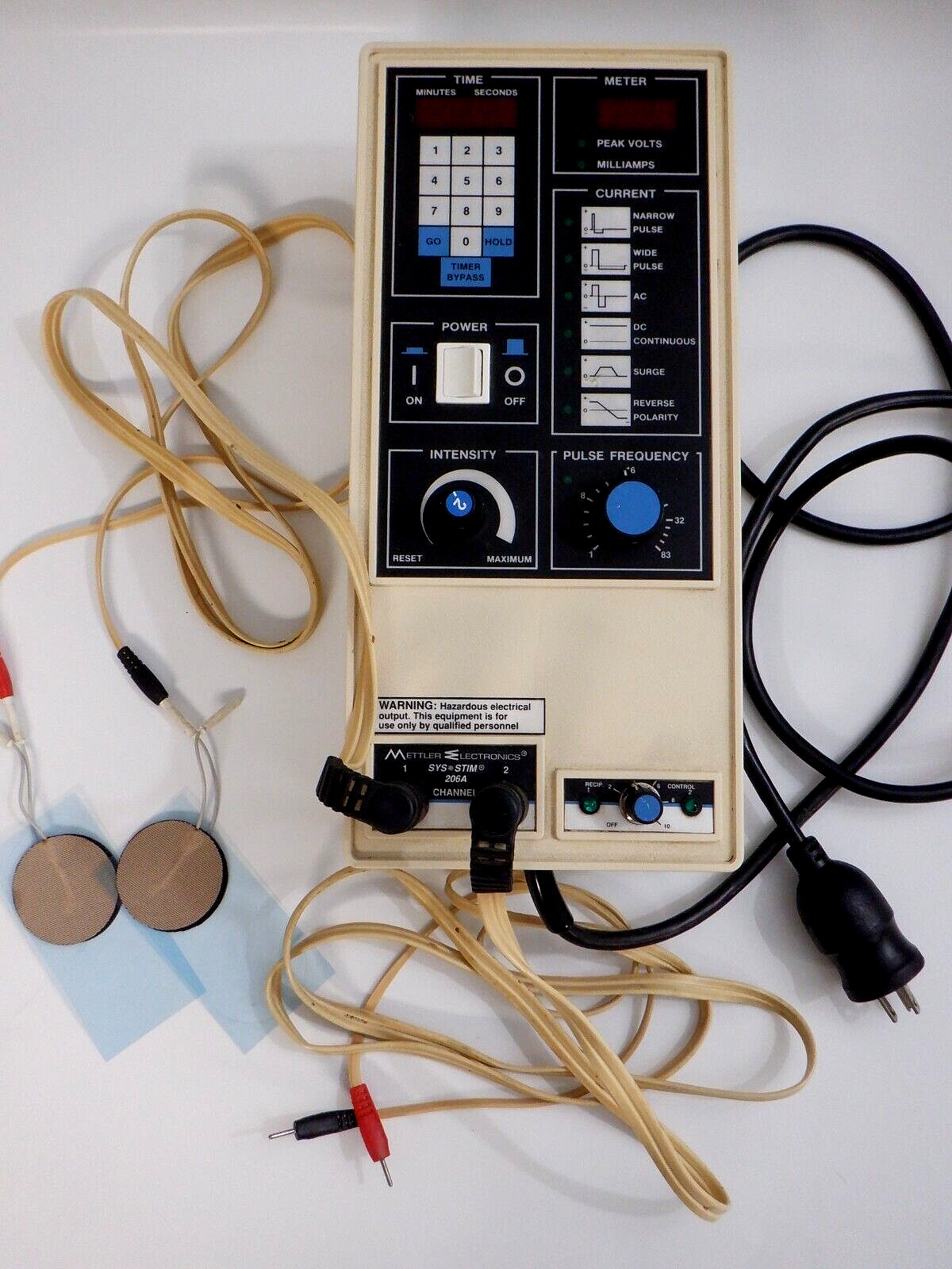 Mettler Electronics Sys Stim 206A 2-Channel Chiropractic/PT w/ 2 Leads For Parts