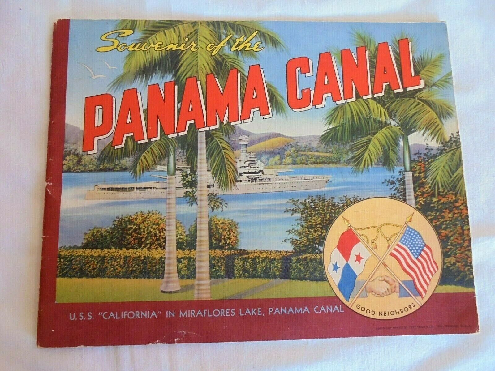 Vintage 1941 USS California Battleship Souvenir of the Panama Canal Book