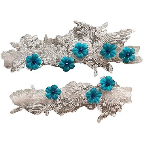 KADBLE Wedding Garter Set Lace Garters Belt for Bride Women Blue-D