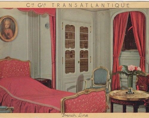 CGT FRENCH LINE SS NORMANDIE Jumieges Cabin Postcard