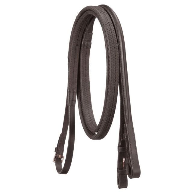 Tough 1 RAISED RUBBER GRIP ENGLISH REINS Black or Brown Horse Tack