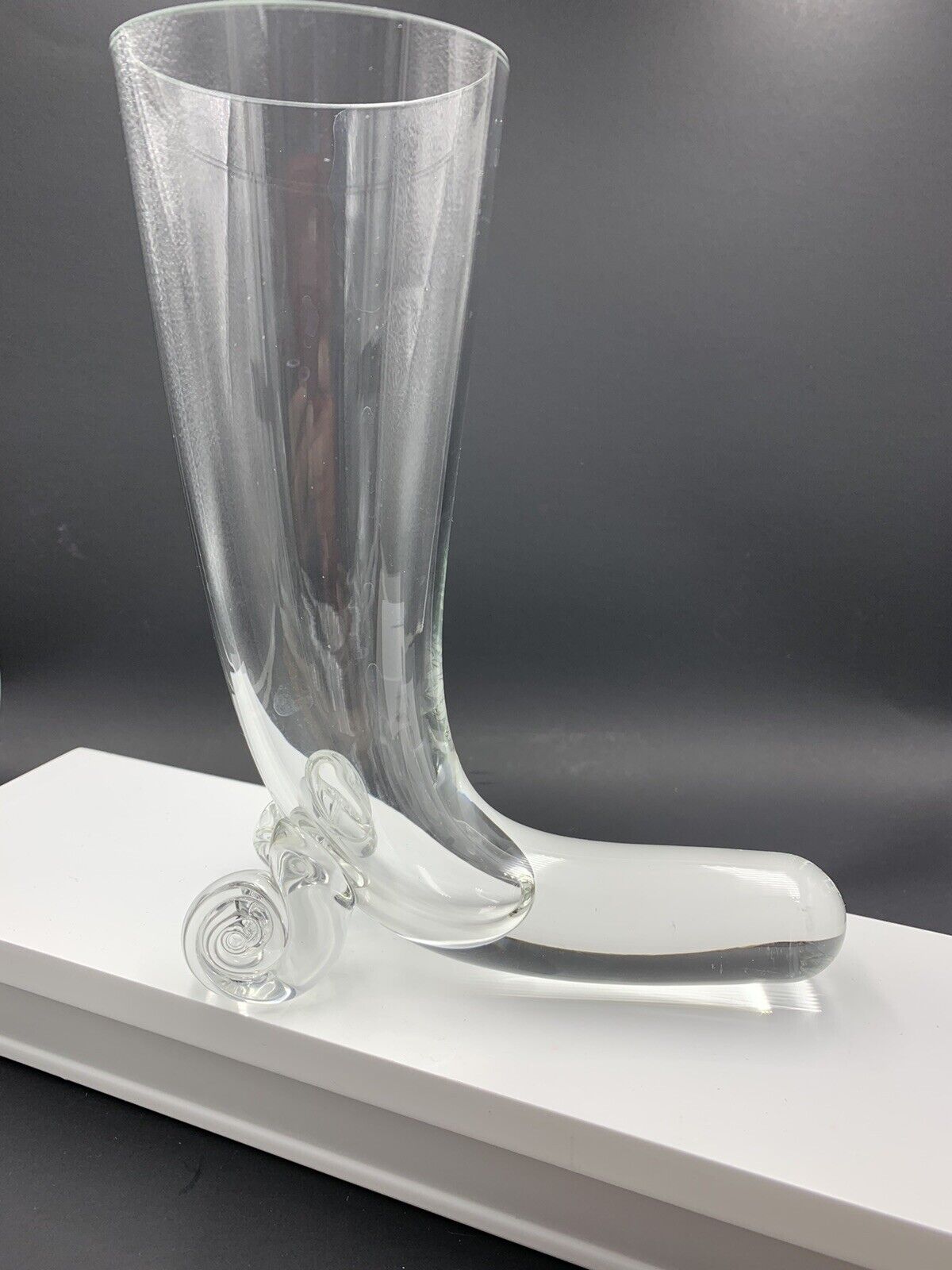 Svend Jensen Blown Beer Glass Boot Horn of Plenty Vase Krosno Poland Vintage