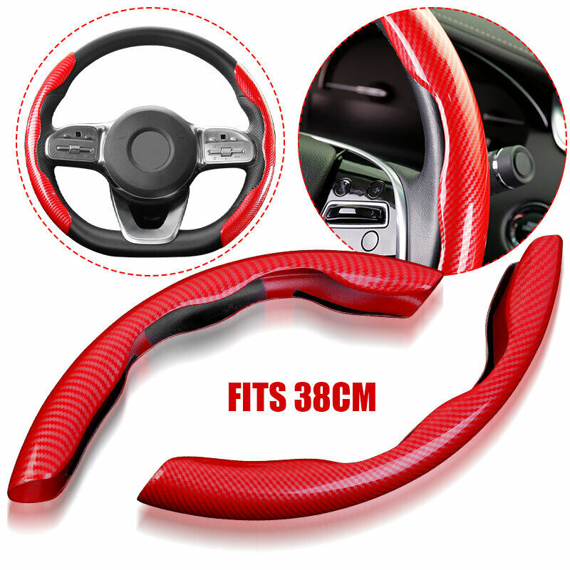 Red Carbon Fiber Universal Car Steering Wheel Booster Cover Non-Slip Accessory