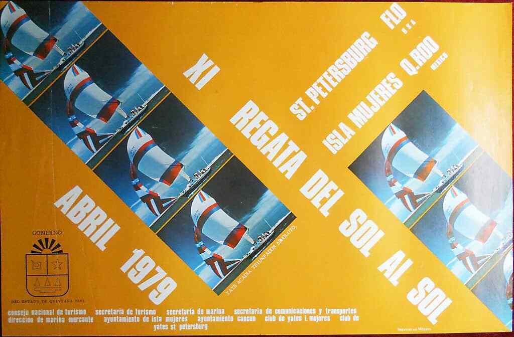 Original Poster Mexico Isla Mujeres Florida XI Regata Race 1979 Sailboat Sailing