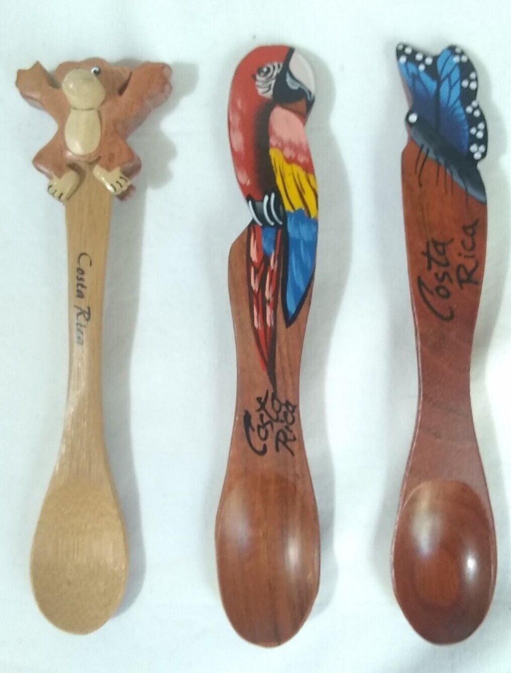 Costa Rica Wooden Spoons (3) Souvenir Painted Carved