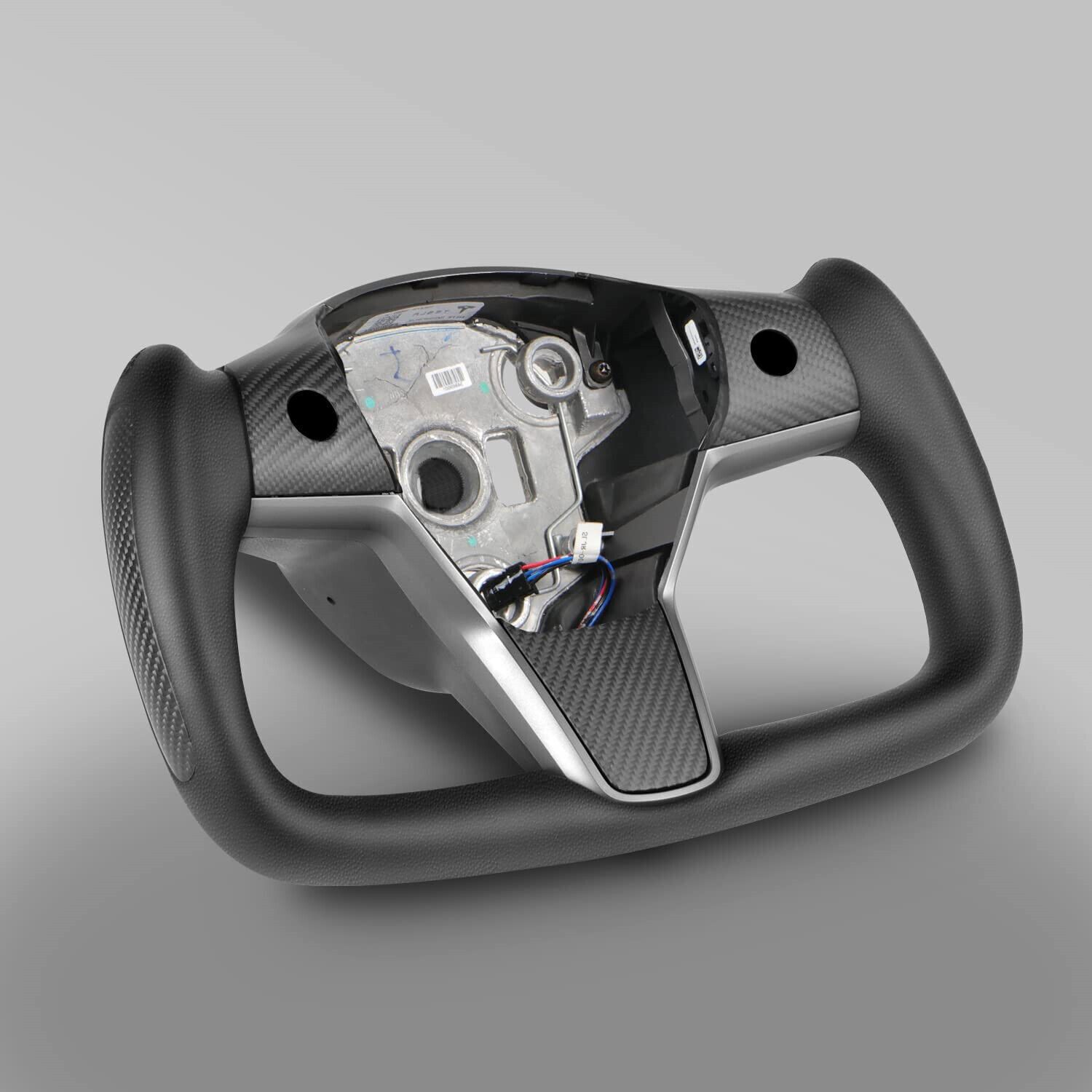 Yoke Steering Wheel w/ Heating Carbon Fiber For Tesla Model 3/Y 2017-2023 Black
