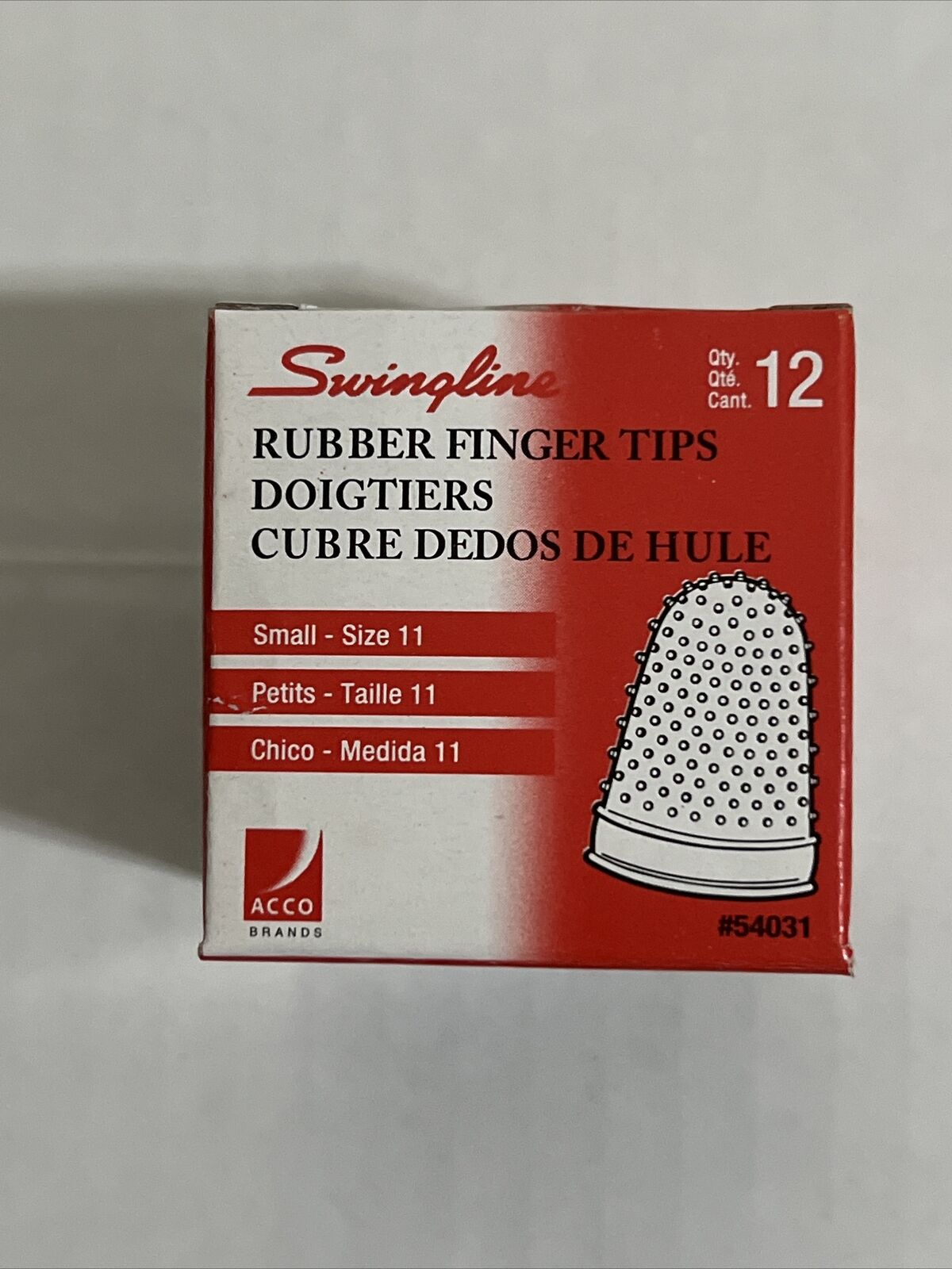 Swingline Rubber Finger Tips, Finger Cots, Small - Size 11, Amber, Box Of 12