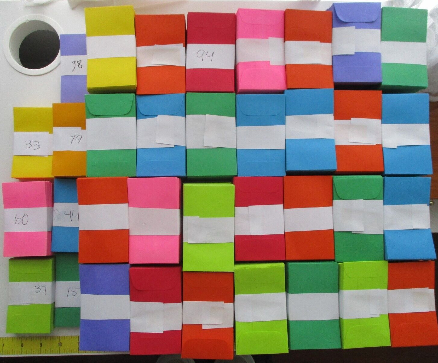 LOT Assorted Multi Color Envelopes 2-1/8 x 3-3/4 (100 units)