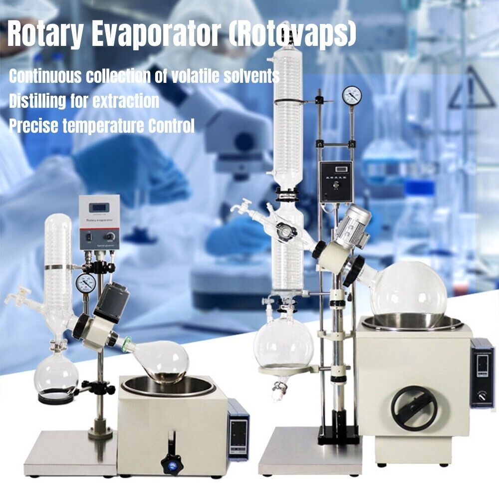 2L Lab Rotary Evaporator 110V 0-120rpm 0-99℃ Digital Display Manual Lifting 40W