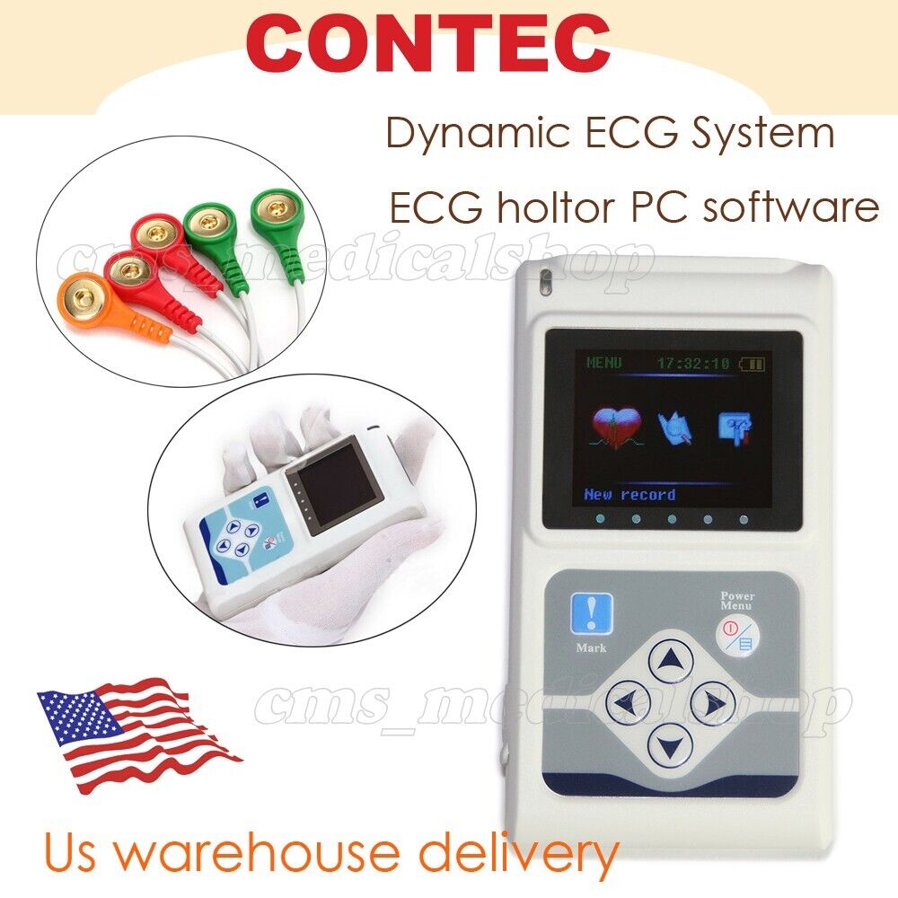 CONTEC 3 Channel Holter ECG/EKG System,PC software 24 hours recorder,FDA,TLC9803