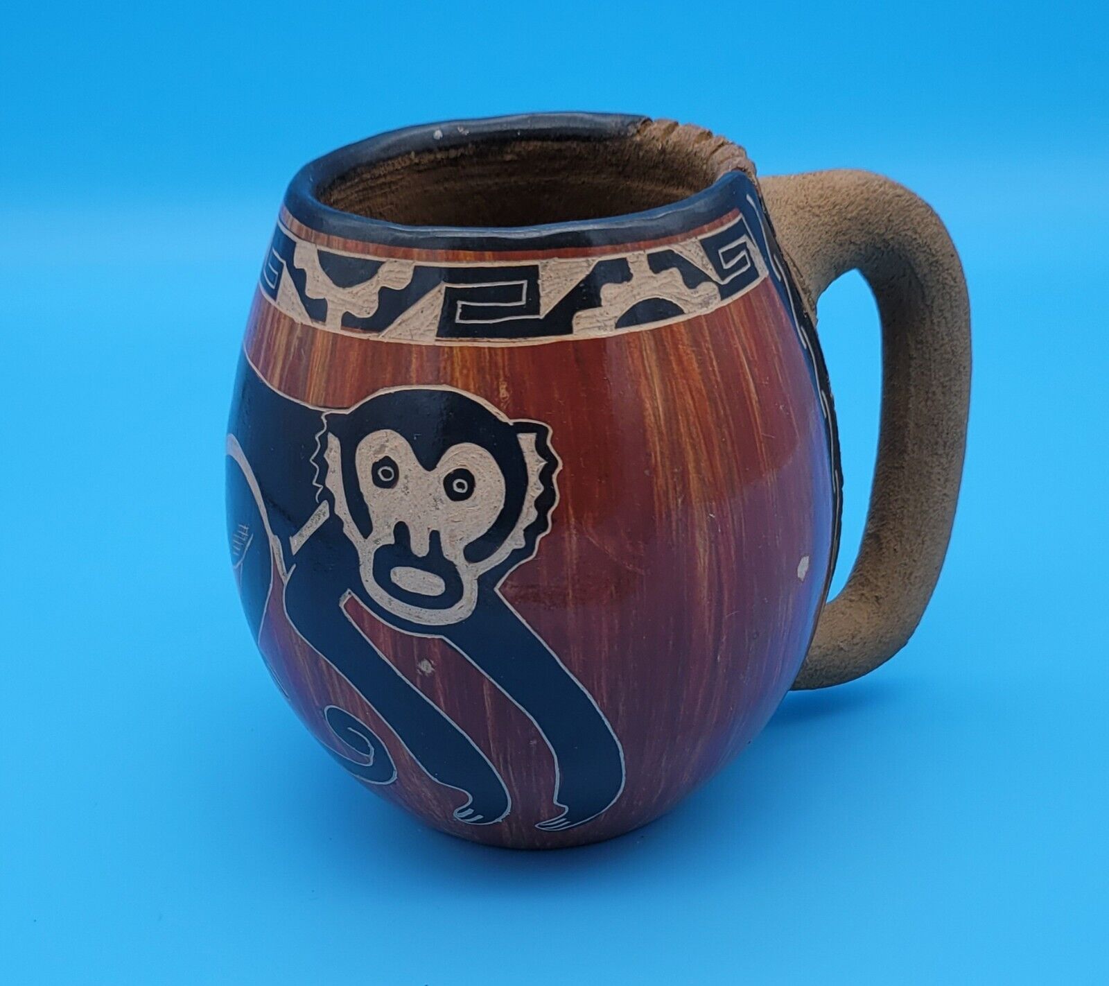 Costa Rica Hand Painted Red Clay Mug