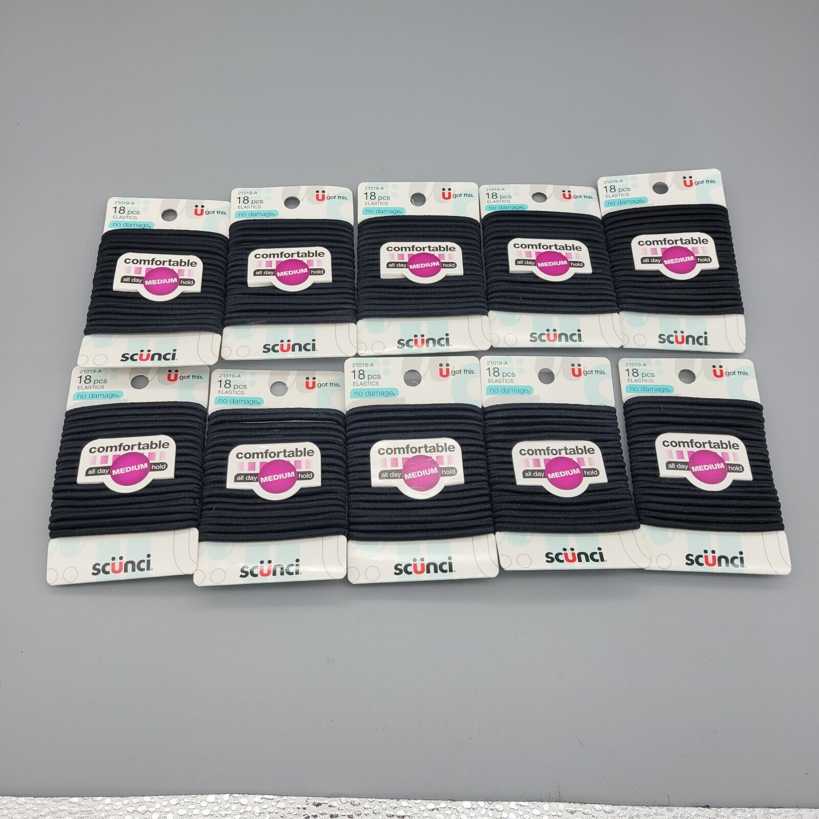10 PACK Scunci No Damage Hair Ties 18 Count Elastics Medium Hold Black