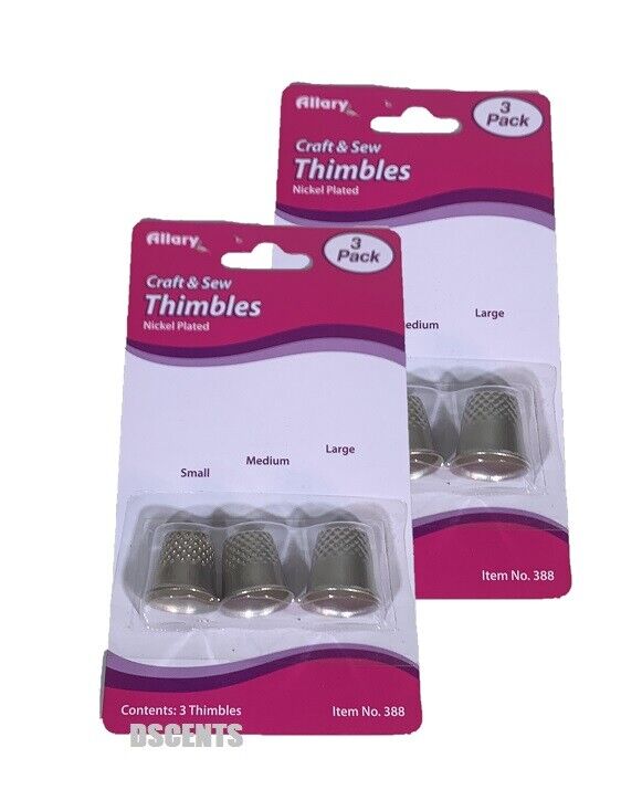 Craft & Sew Thimbles Pack Contains 1 Small, Medium, Large Sizes total 6 thimbles