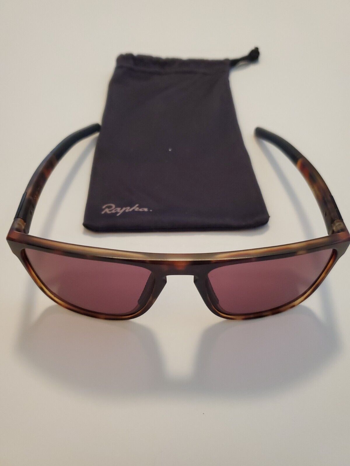 Rapha Performance Eyewear Tortoise Frame Dark Red Lenses Sunglasses W Pouch
