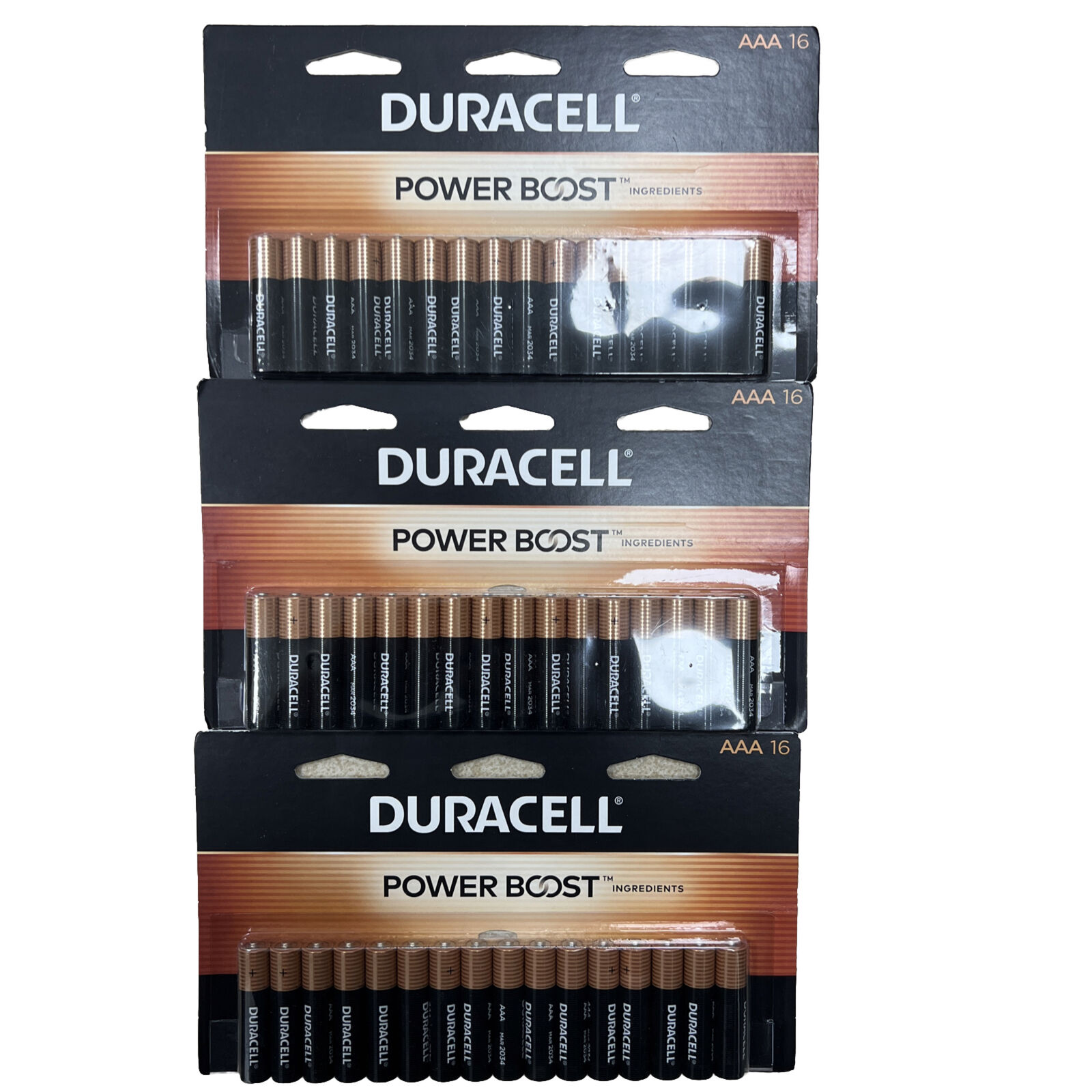 LOT OF 48 Duracell  AAA Alkaline Batteries - 3 x 16 = 48 Count EXP: 2032