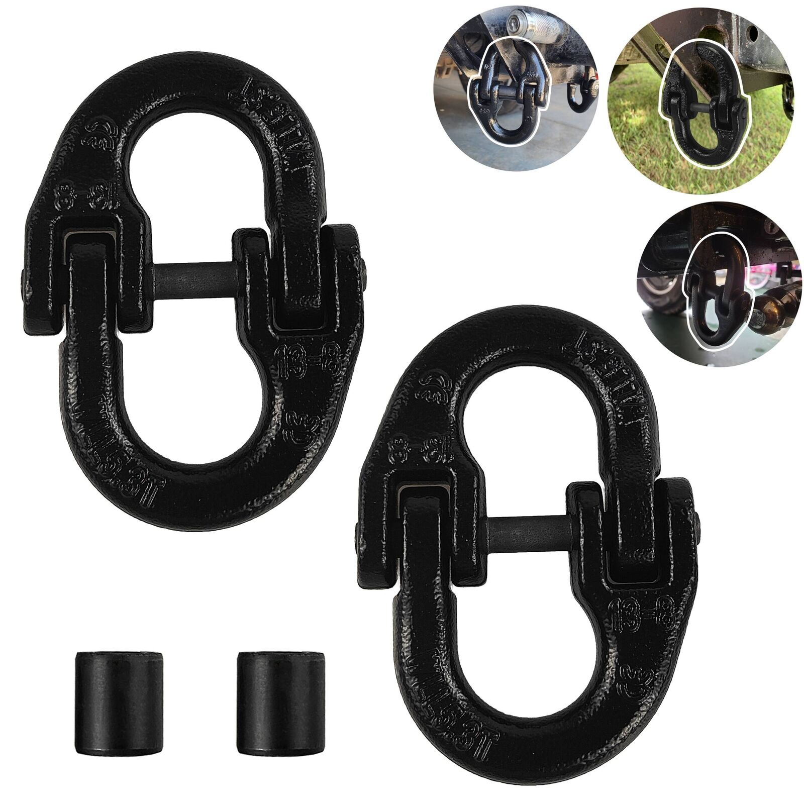2pc 12 inch Tow Hitch Hammer Lock Safety Chain Connector Link Hammerlock