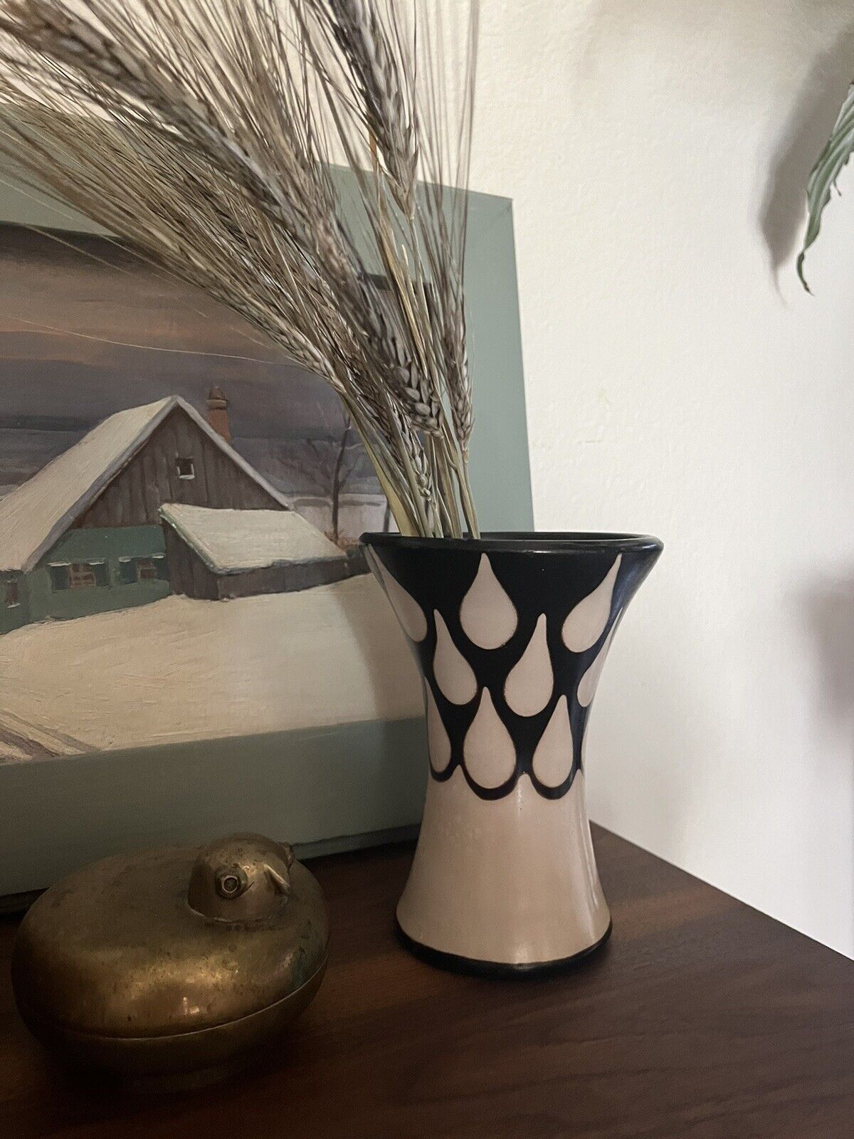 Vintage Sebastian Paz Signed Pottery Vase MCM cute Mid Century Modern Style Clay