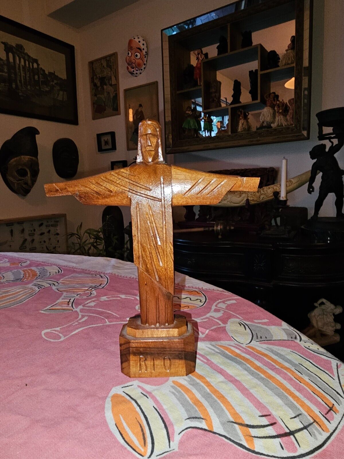 Vintage Brazil Christ the Redeemer Sugarloaf Wood Travel Vacation Souvenir 7¾