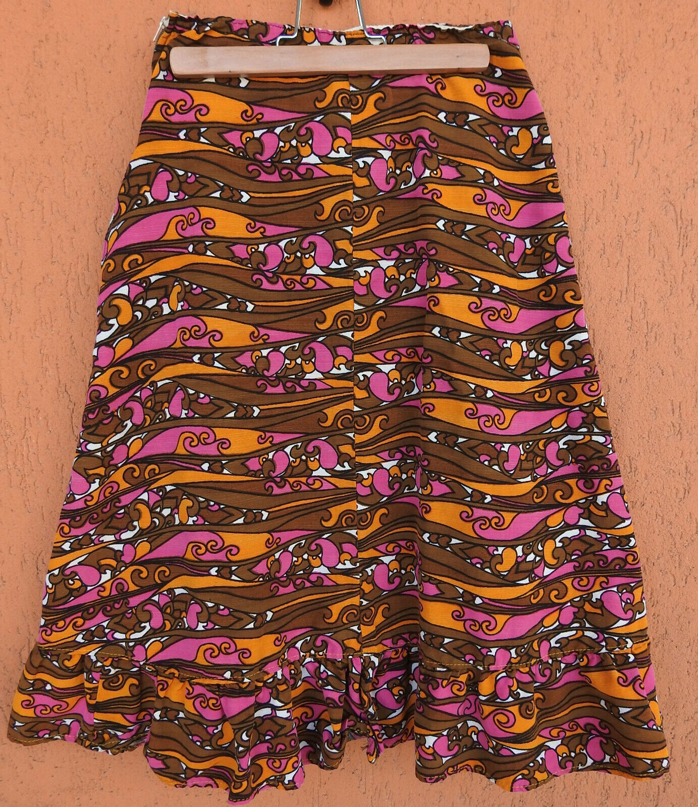 Vintage 80s Childrens Skirt Kids Hippie Boho Psychedelic 7 Years W21