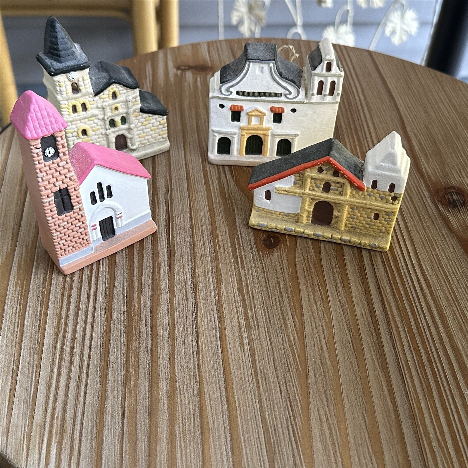 Vintage Colombia Travel Souvenir Building Replicas Ceramic Clay Set of 4