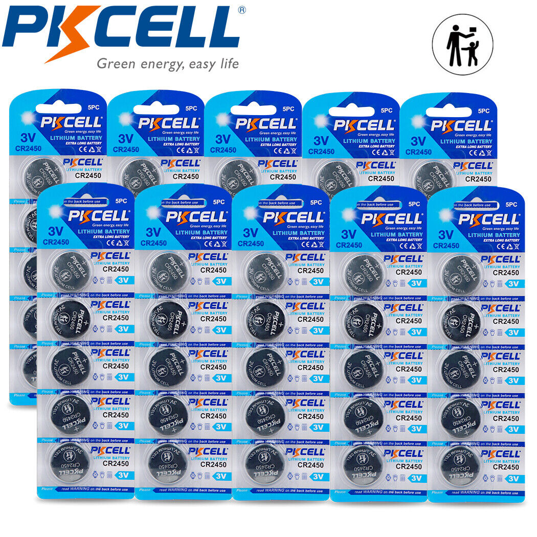 New 50 Pcs CR2450 CR 2450 DL2450 3V Lithium Cell Coin Battery SHIPS FROM USA