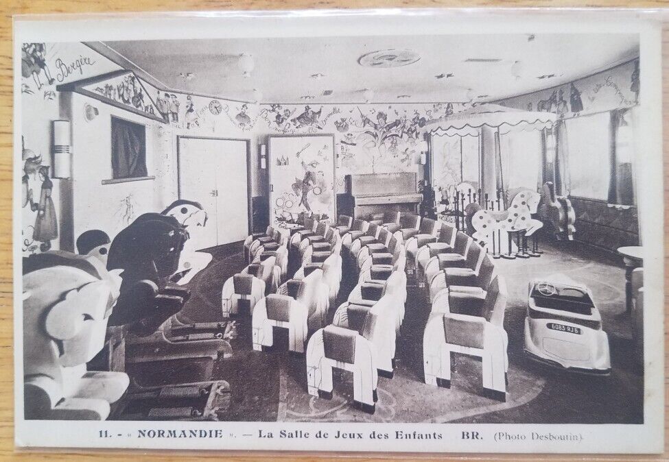 NORMANDIE (French) Post Card Interior photo of 