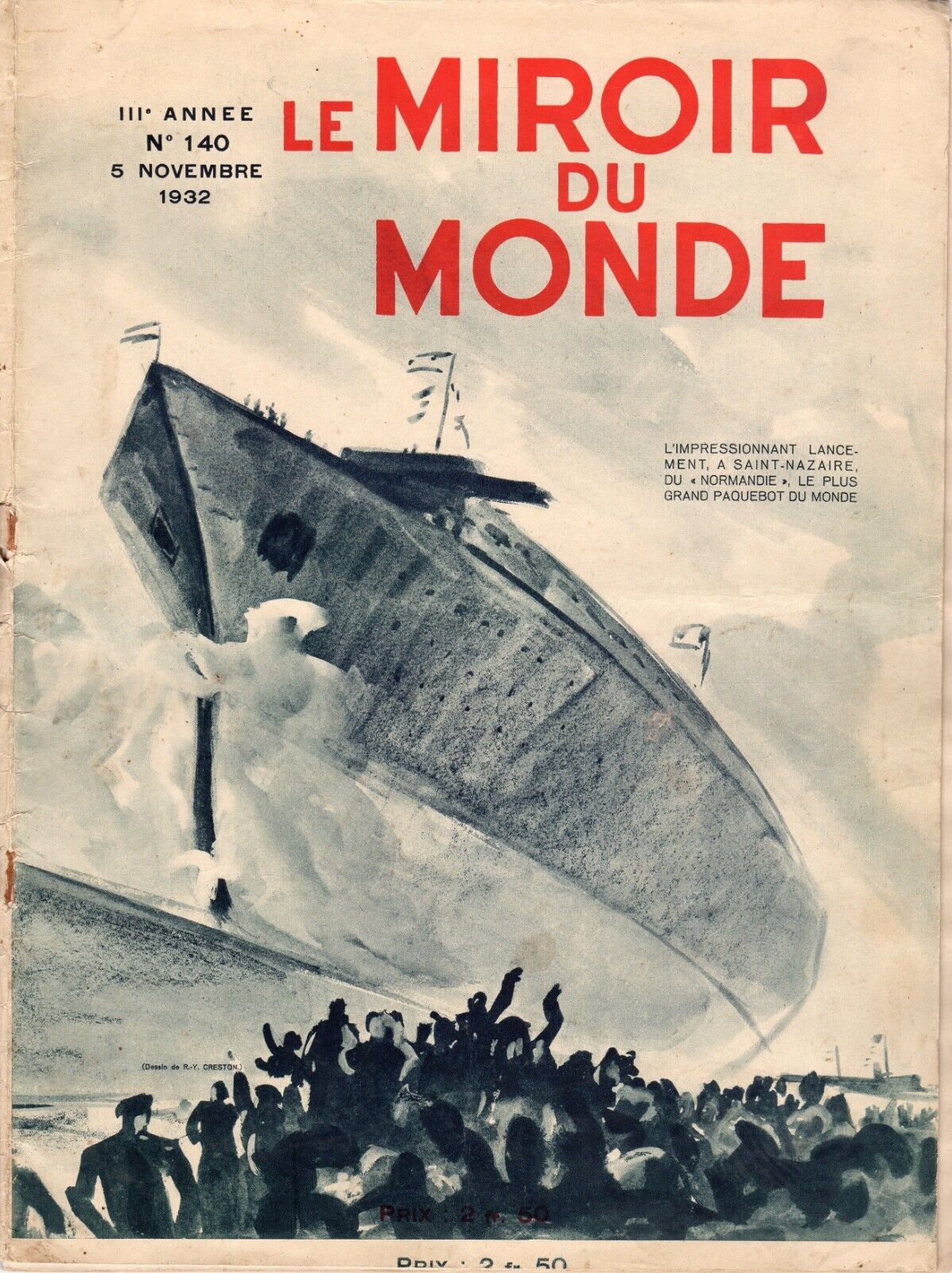 1932 NORMANDIE Launch Cover Issue of 