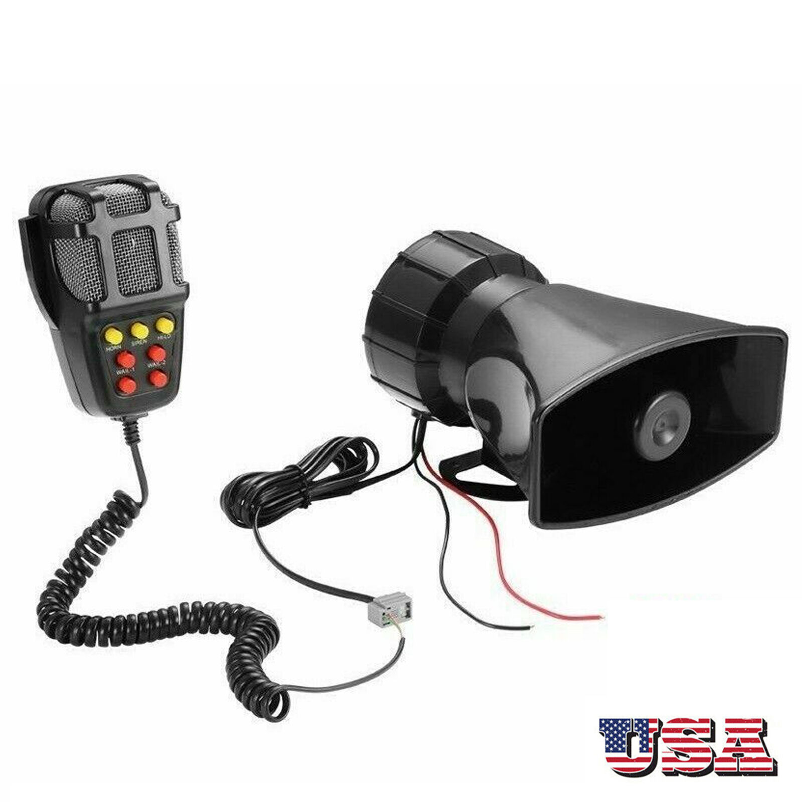 80W 12V 7 Sound Loud Car Alarm Police Fire Horn Siren PA Speaker MIC System M2L0