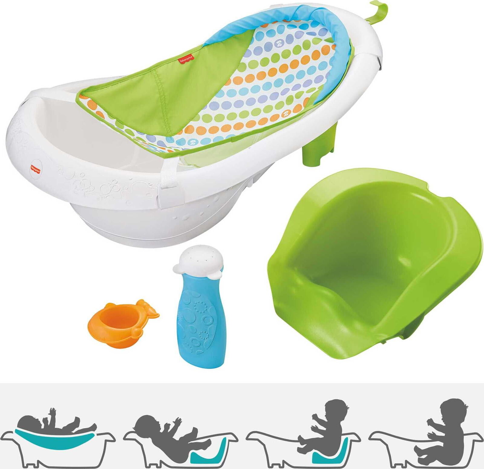 Fisher Price 4 in 1 Sling And Seat Tub Baby Bath Newborn Infant Toddler Shower
