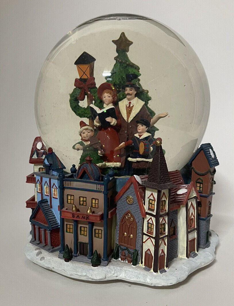 White Christmas Musical Snow Globe Poly Dickens Carolers Family Kurt S Adler