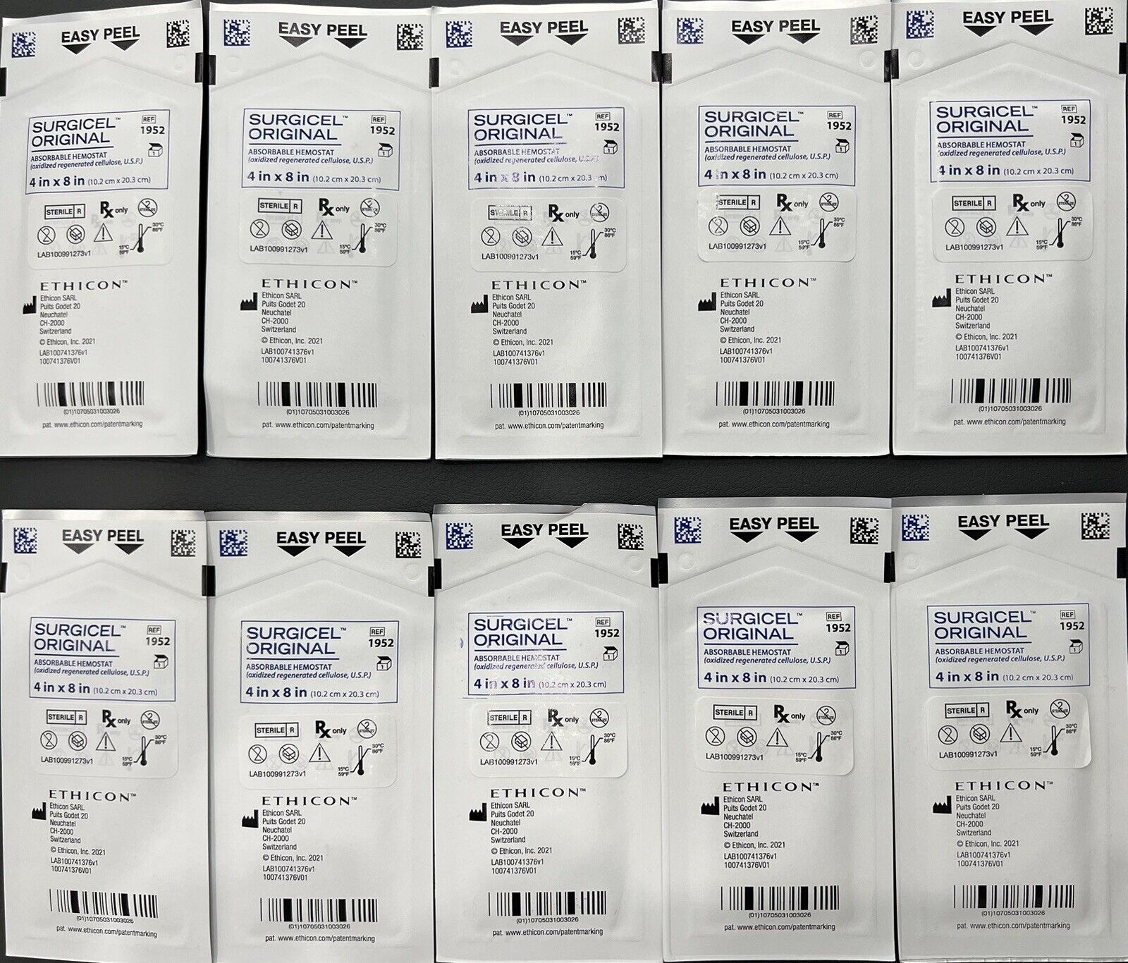 Surgicel Orig 1952. Package of 10 units. Exp Date: 2026.  Total 10 units !!!