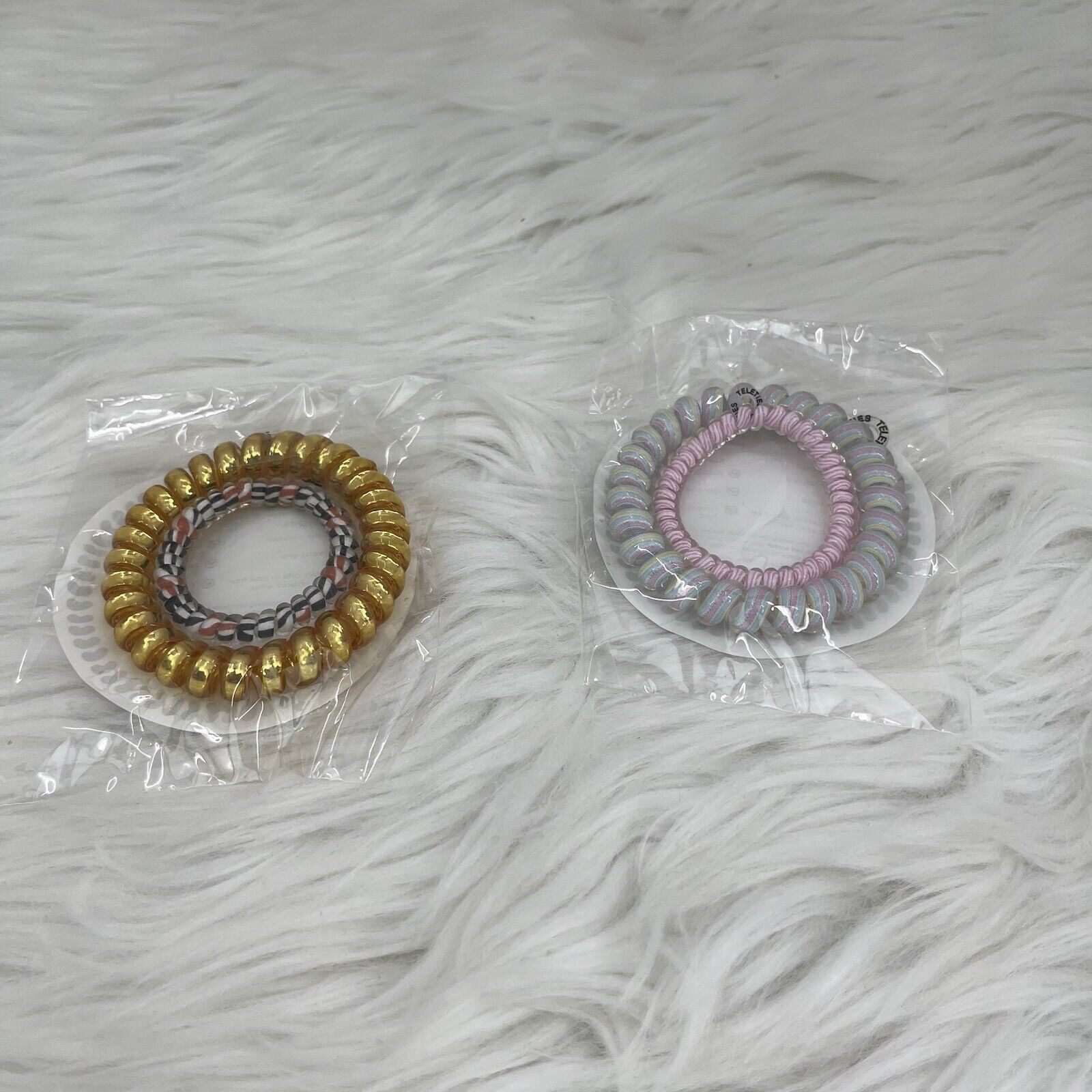 NEW Teleties Hair Tie Ties 2 Small 2 Large Multicolor Water-Resistant Free Ship