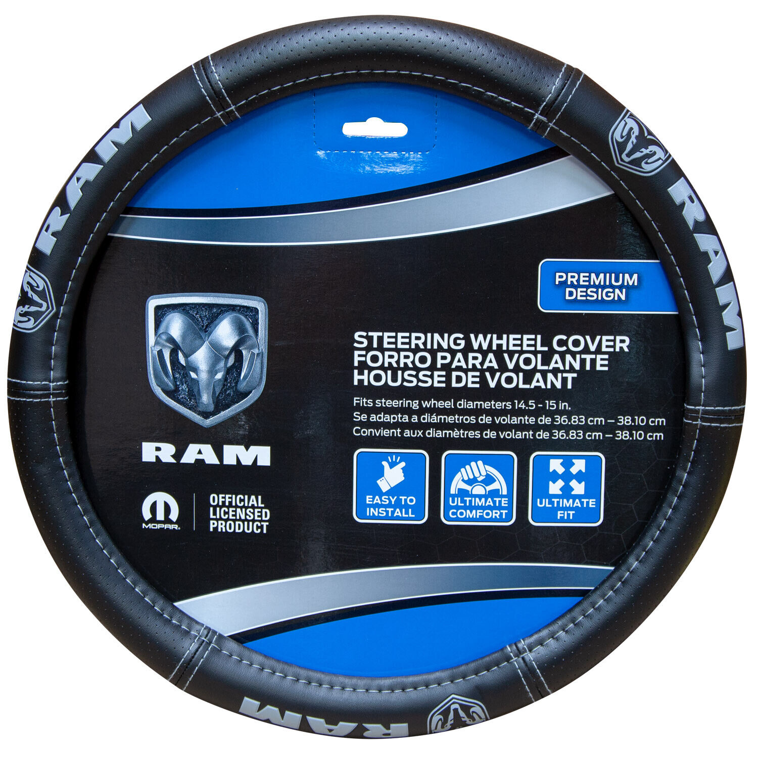 Premium RAM Logo Elite Series Synthetic Leather Steering Wheel Cover