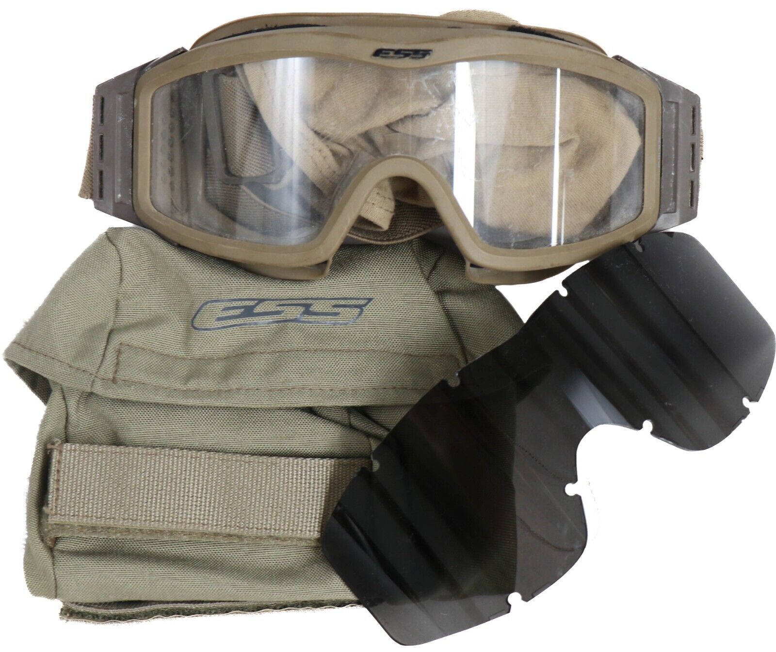 ESS Ballistic Helmet Goggles Profile Series Coyote Tan w extra Lense Case Cover