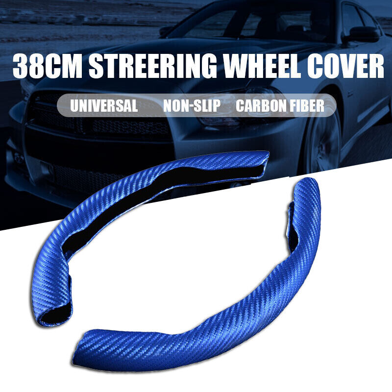 2PCS For Ford Car Steering Wheel Booster Cover Accessories Carbon Fiber BLUE