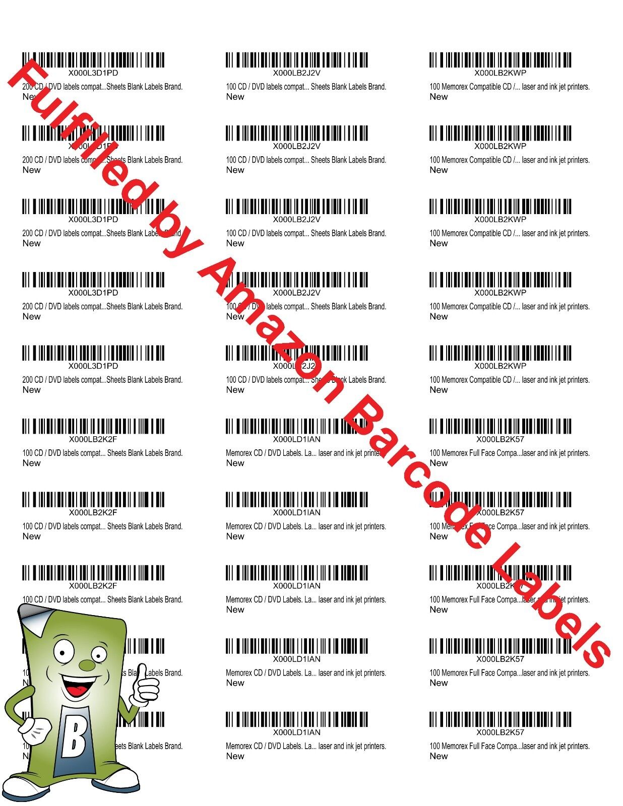 Fulfilled by Amazon (FBA) Blank Bar code Labels Print Your Own Merchant Barcode!