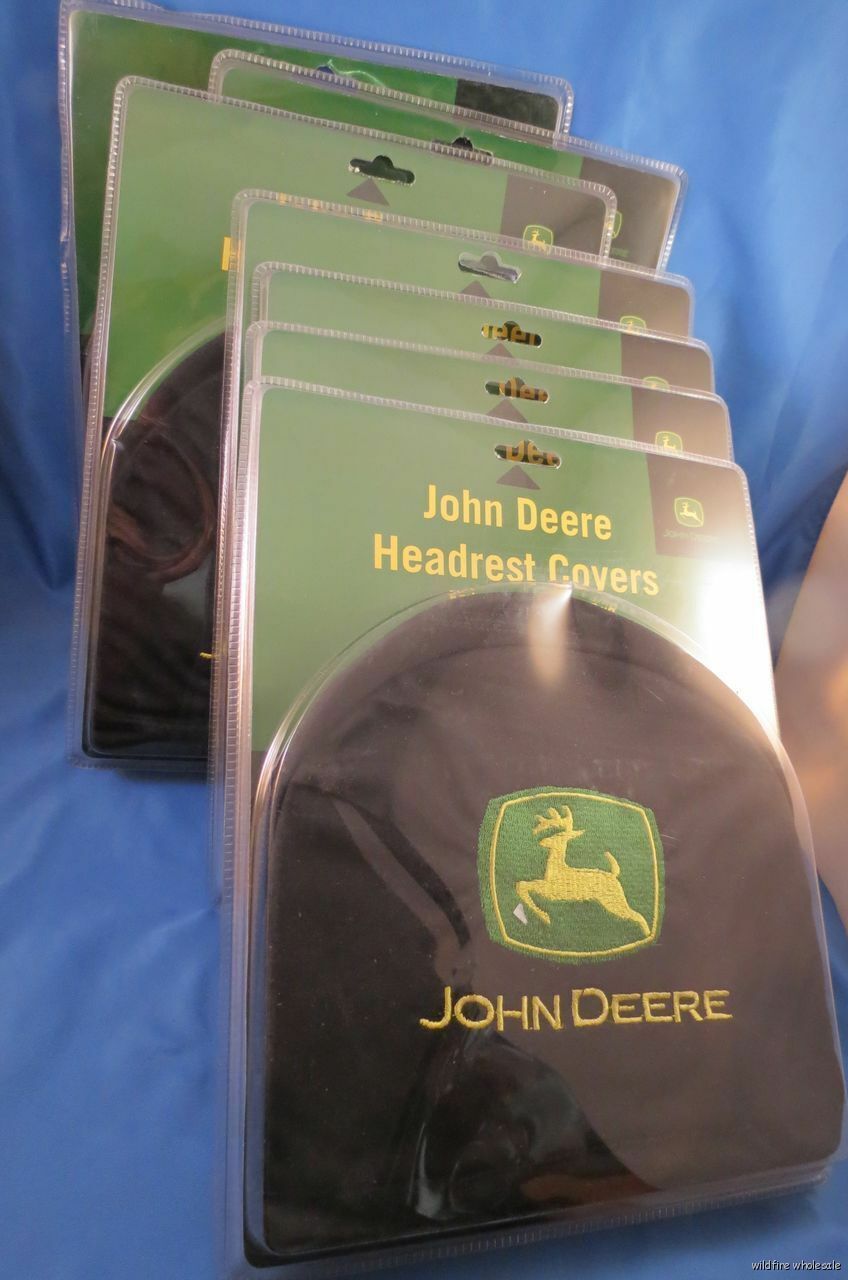 WHOLESALE LOT OF 6 PAIR JOHN DEERE EMBROIDERED CAR AUTO TRUCK  HEADREST COVERS