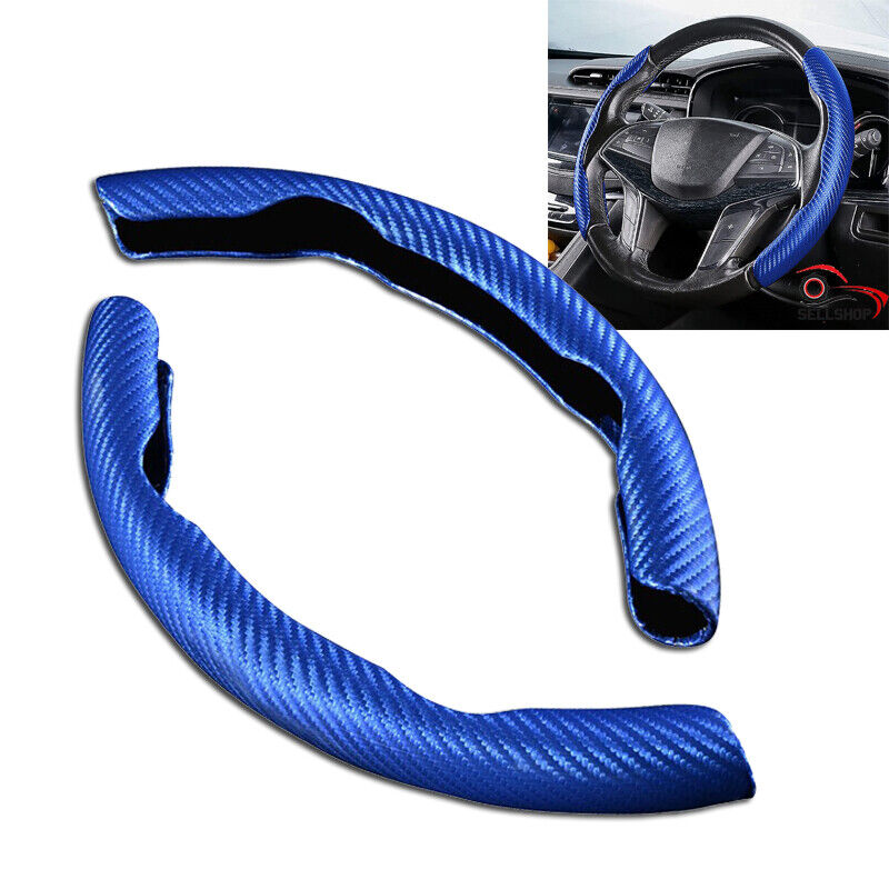 2PCS For Honda Blue Car Steering Wheel Booster Cover Accessories Carbon Fiber