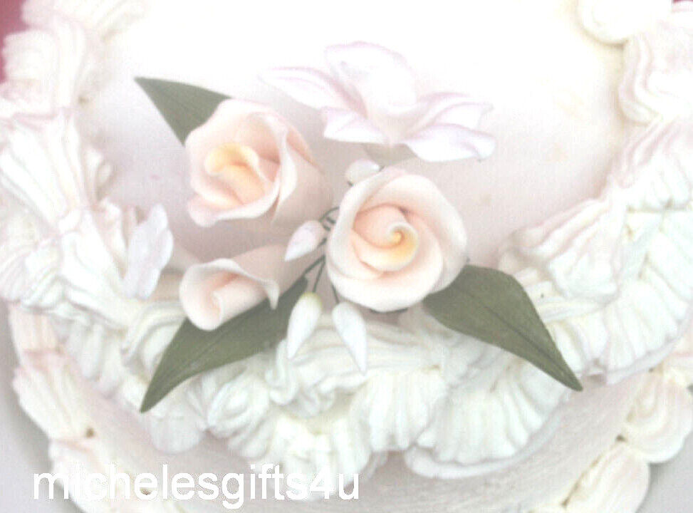 Sugar Gum Paste White Orchid Ivory Rose &  Stephanotis Flowers Cake Decorating