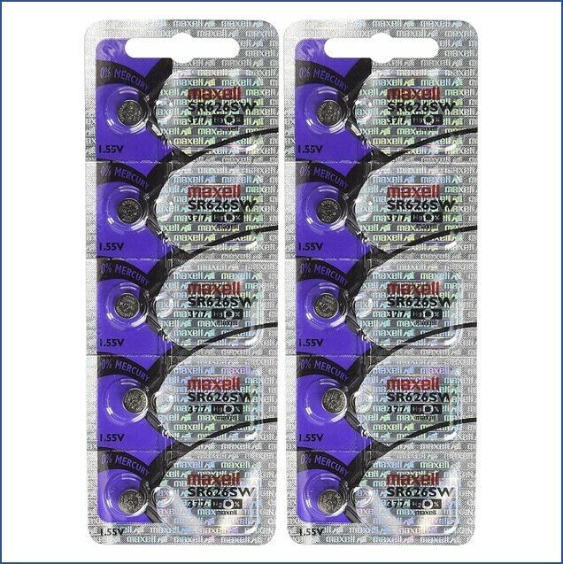 10 Maxell Watch Batteries SR626SW Silver Oxide 1.55V Equivalent 377 BL10 SR66